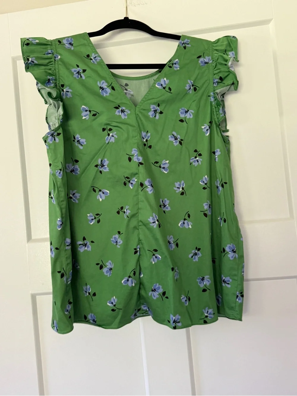 kate spade Green Floral Ruffle Sleeve Tank Top